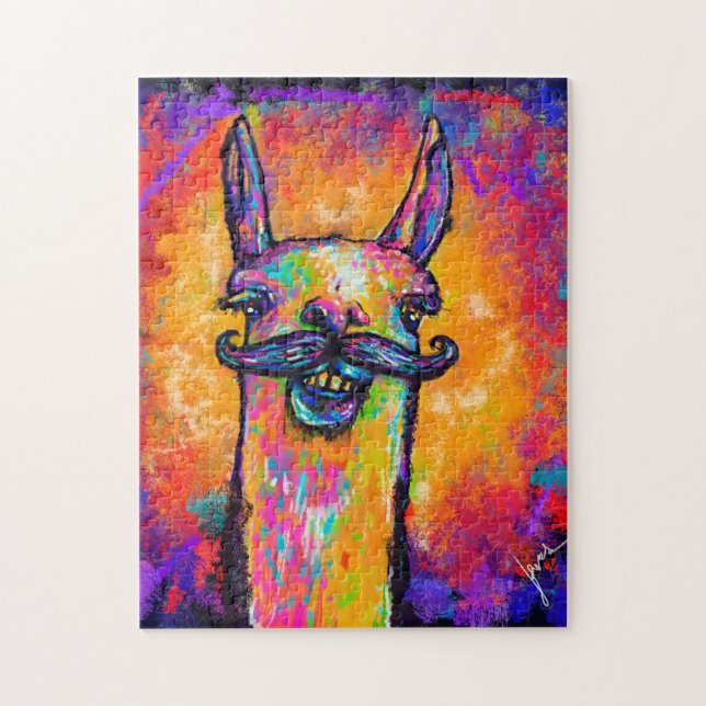 Llama con un bigote - Art Puzzle 11x14 (Vertical)
