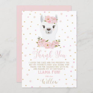 Llama Cumpleaños Gracias Tarjeta Chica Floral Rubo