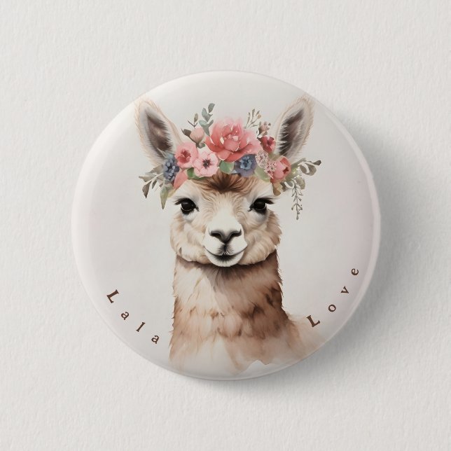 Llama cuta dice botón de amor personalizado (Anverso)