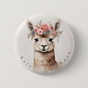 Llama cuta dice botón de amor personalizado