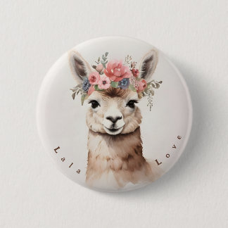 Llama cuta dice botón de amor personalizado