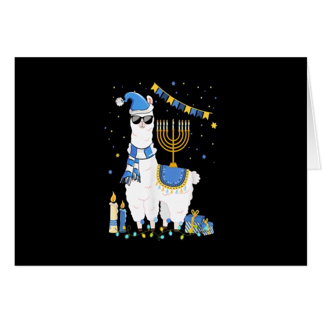 Llama Cute Alpaca Chanukah Holiday Menorah Hanukka (Anverso (Horizontal))