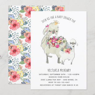 Llama de color de agua Mamma Invitación Baby Showe