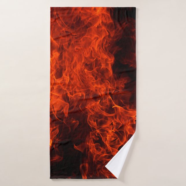 Llama de fondo de fuego caliente negro (Toalla de baño)