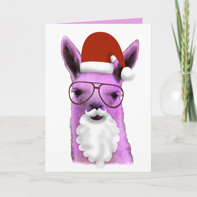¡Llama de Navidad Rosa Genial! Tarjeta de Navidad (Anverso)