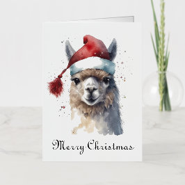 Llama de Navidad sombrero de Santa con texto perso