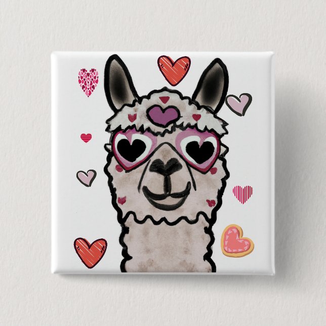 Llama dibujada con el botón de los ojos del corazó (Anverso)