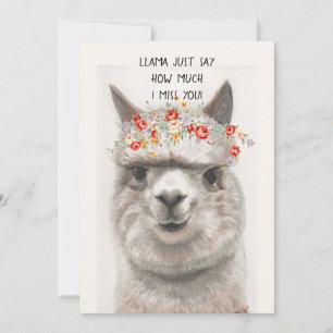 Llama divertida te echo de menos la tarjeta de sal