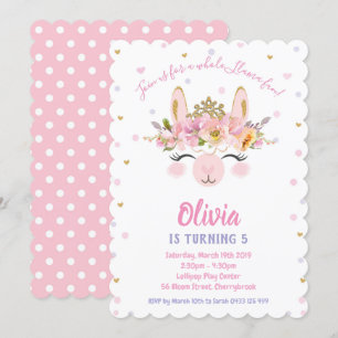 Llama Divertido cumpleaños invitaciones Chicas Alp