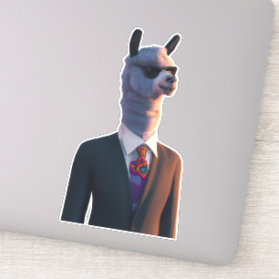 Llama en traje con gafas de sol lindo pegatina