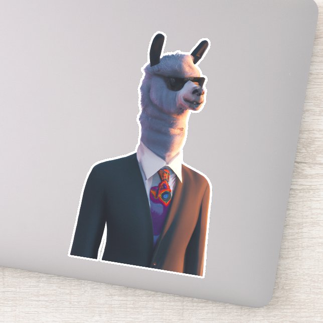 Llama en traje con gafas de sol lindo pegatina (Detalle)