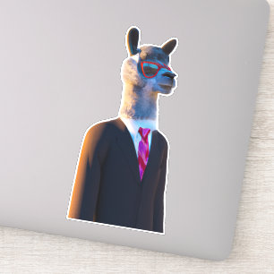 Llama en traje con gafas de sol lindo pegatina