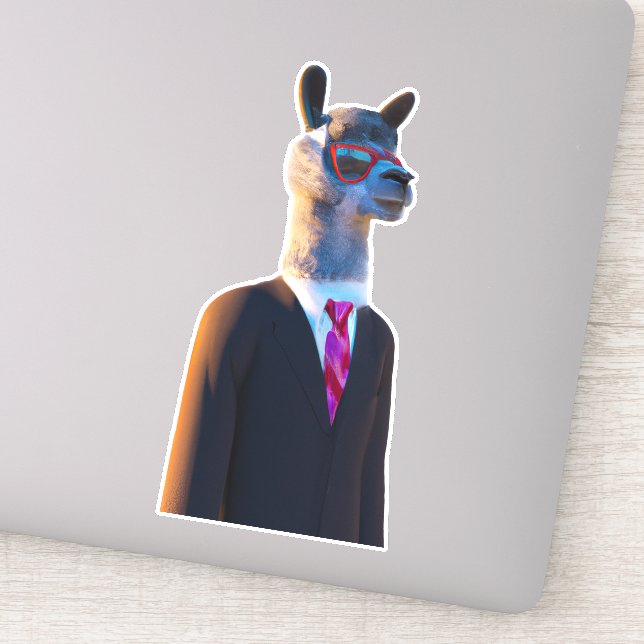 Llama en traje con gafas de sol lindo pegatina (Detalle)