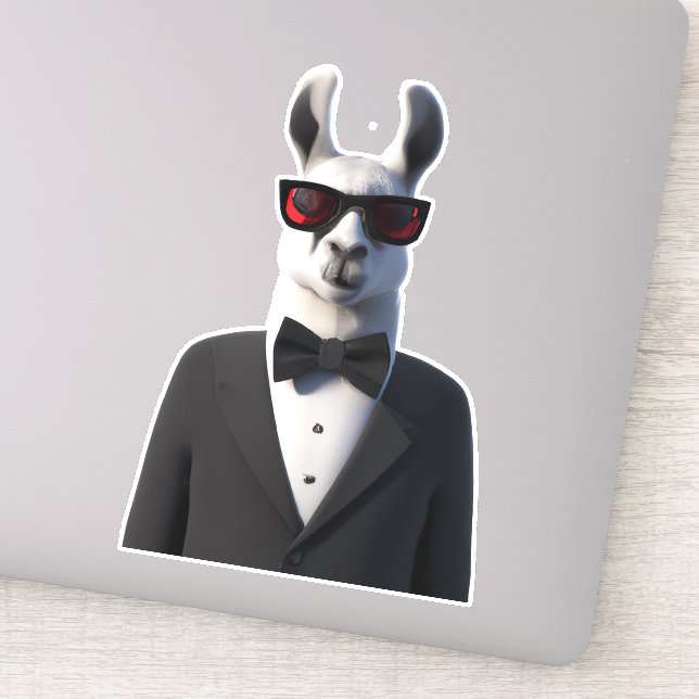 Llama en tux con gafas de sol lindo pegatina (Detalle)