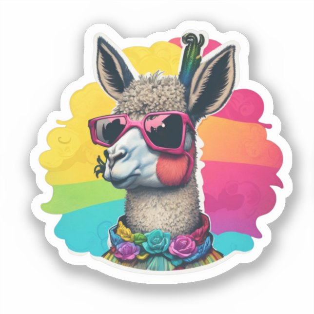 Llama Explora nuestro Adorable Pegatina de Llama (Anverso)