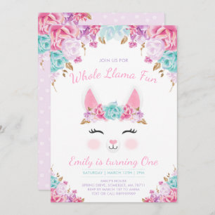 Llama Fiesta de la invitación de cumpleaños llamad