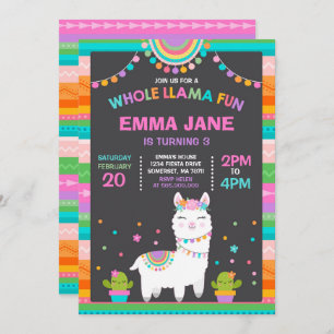 Llama Fiesta de la invitación de cumpleaños llamad