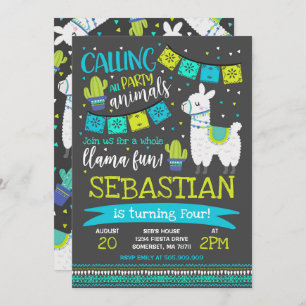 Llama Fiesta de la invitación de cumpleaños llamad