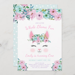 Llama Fiesta de la invitación de cumpleaños llamad