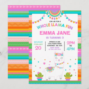 Llama Fiesta de la invitación de cumpleaños llamad