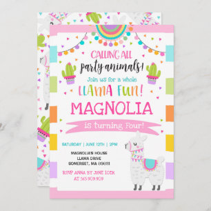 Llama Fiesta de la invitación de cumpleaños llamad