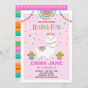 Llama Fiesta de la invitación de cumpleaños llamad