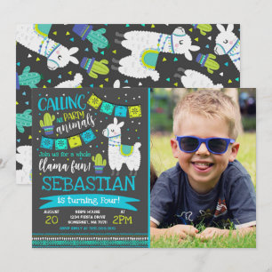 Llama Fiesta de la invitación de cumpleaños llamad