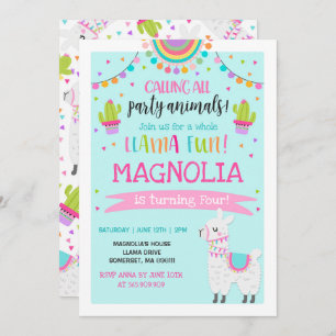Llama Fiesta de la invitación de cumpleaños llamad