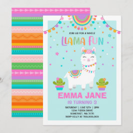 Llama Fiesta de la invitación de cumpleaños llamad