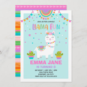Llama Fiesta de la invitación de cumpleaños llamad