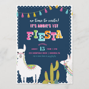 Llama Fun Fiesta Alpaca Invitación al cumpleaños