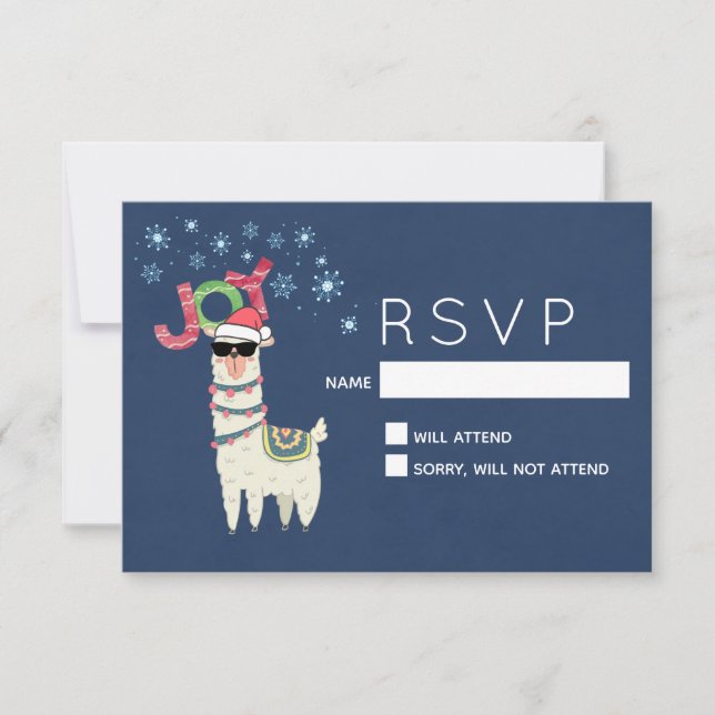 Llama Guay en Santa Hat con Snowflakes RSVP (Anverso)