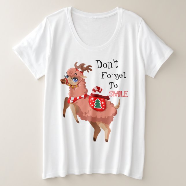 llama in Navidades Plus T-Shirt tamaño (Anverso del diseño)