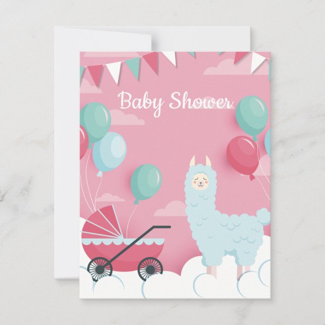 Llama invitación a Baby Shower (Anverso)