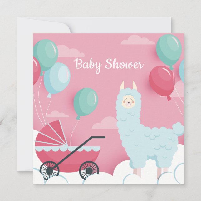 Llama invitación a Baby Shower (Anverso)