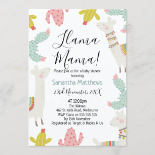 Llama invitación a Baby Shower