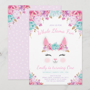 Llama Invitación a cumpleaños Fiesta de la canción