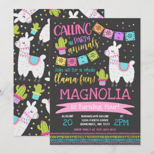 Llama Invitación a cumpleaños Fiesta de la canción