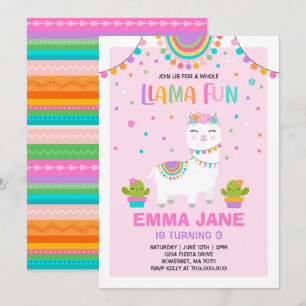 Llama Invitación a cumpleaños Fiesta de la canción