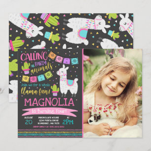 Llama Invitación a cumpleaños Fiesta de la canción