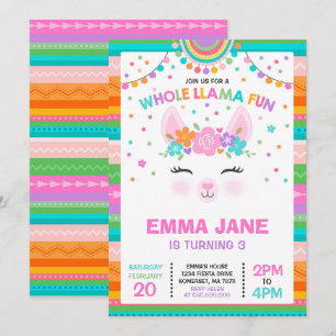 Llama Invitación a cumpleaños Fiesta de la canción