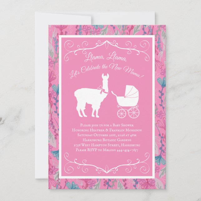 Llama invitación a la mamá, Chica rosa de la cita  (Anverso)