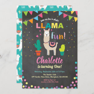 Llama invitación de cumpleaños. chica divertido pr