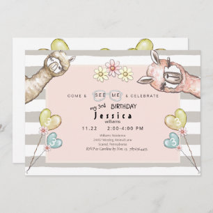 Llama llama llama Chica Invitación a la fiesta de 