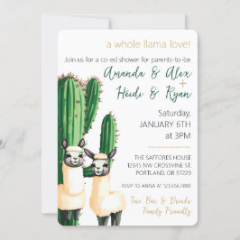 Llama Love Cactus Invitación Baby Shower