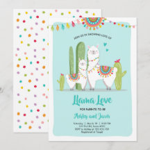 Llama Love Fiesta Boy Blue Baby Shower Invitación