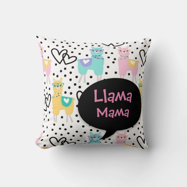 Llama mamá, almohada cortada, día de la madre, reg (Anverso)