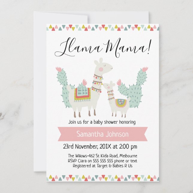 llama Mamá ama invitación a Baby Shower (Anverso)