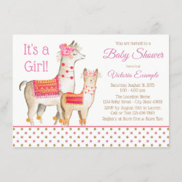 Llama Mama Baby Girl Invitaciones