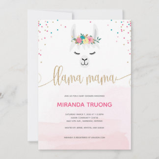 Llama Mamá Baby Shower Invitación